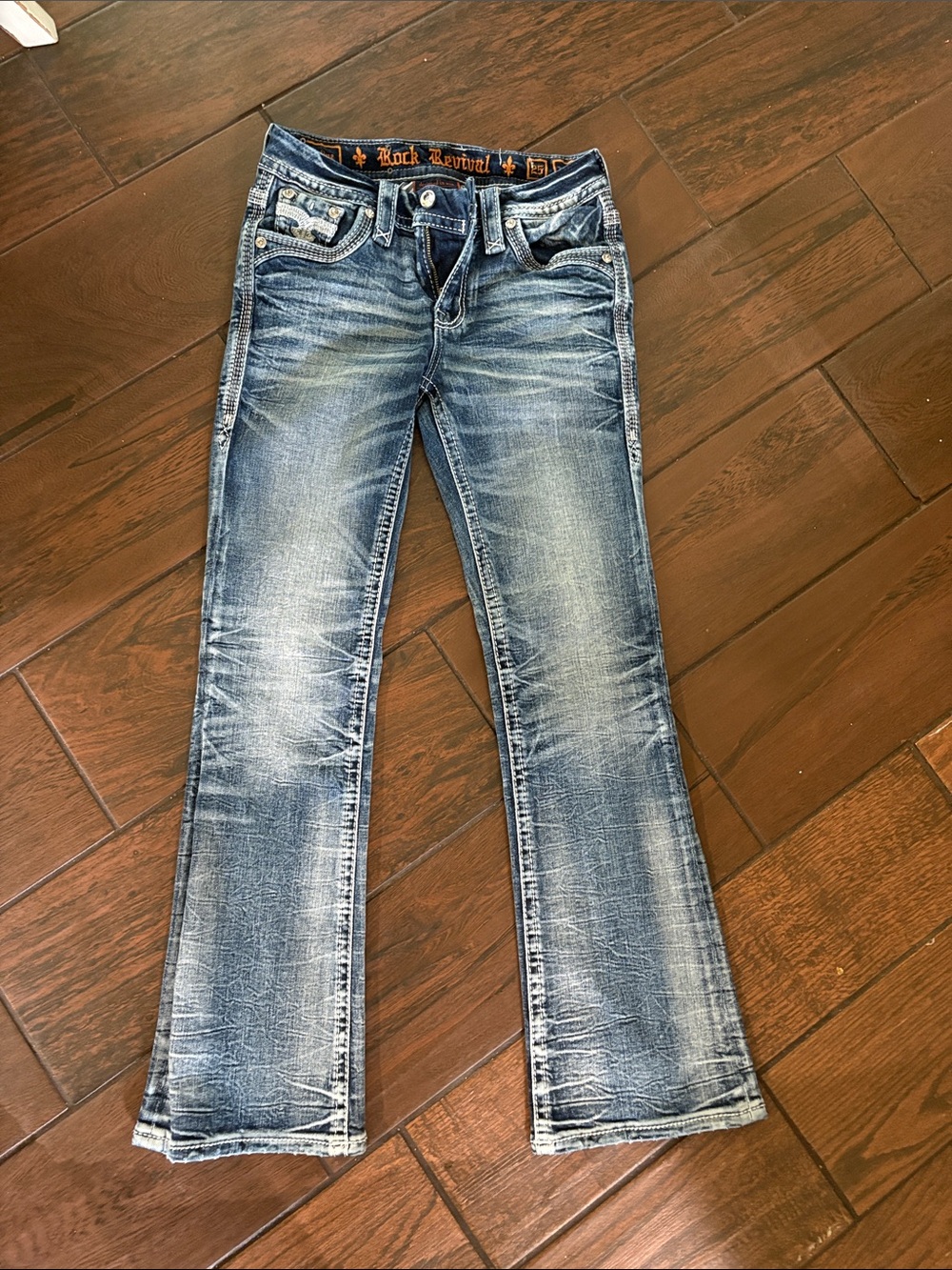 Rock Revival Women's Light Blue Distressed Bootcut Jeans